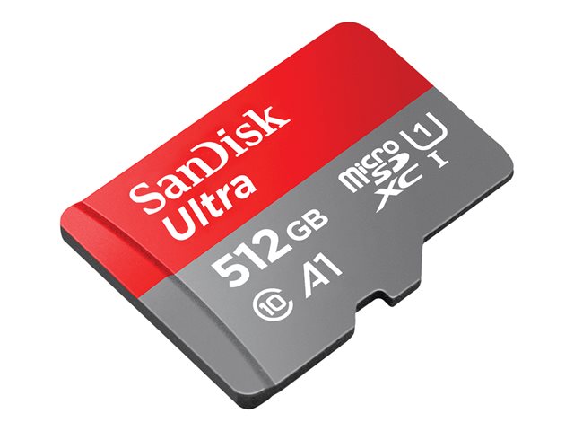 SanDisk Ultra - Flash memory card (microSDXC to SD adapter included) - 512 GB - A1 / UHS Class 1 / Class10 - microSDXC UHS-I