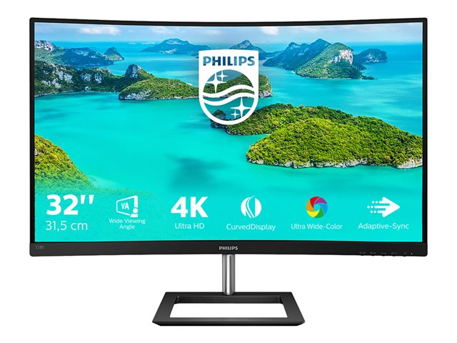 Philips E-line 328E1CA - LED monitor - curved - 32\" (31.5\" viewable) - 3840 x 2160 4K @ 60 Hz - VA - 250 cd/m² - 2500:1 - 4 ms - 2xHDMI, DisplayPort - speakers - textured black