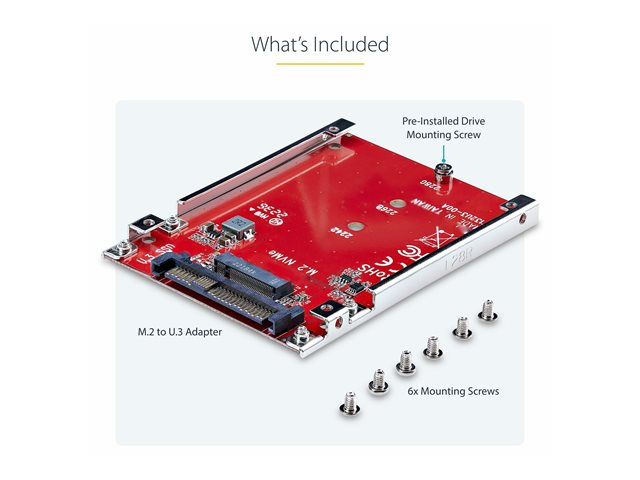 StarTech.com M.2 to U.3 Adapter, For M.2 NVMe SSDs, PCIe M.2 Drive to 2.5inch U.3 (SFF-TA-1001) Host Adapter/Converter, TAA Compliant - 2.5\" Drive Form Factor (1M25-U3-M2-ADAPTER) - Interface adapter - M.2 - M.2 NVMe Card / PCIe 4.0 (NVMe) - U.3 - re