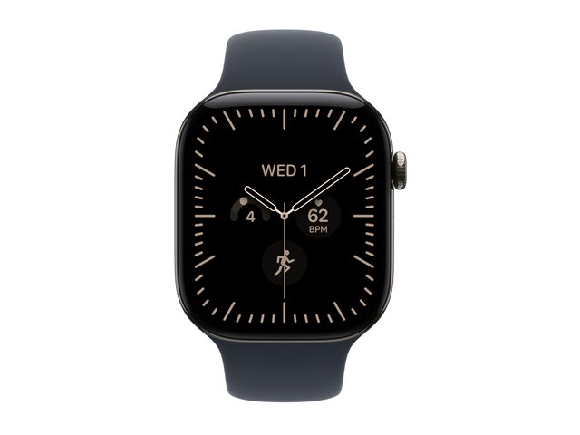 Apple Watch Series 12 GPS + Cellular 46mm Natural Titanium Case with Navy Blue Sport Band - M/L