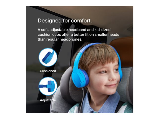 Belkin SoundForm Mini - Headphones with mic - on-ear - wired - 3.5 mm jack - blue