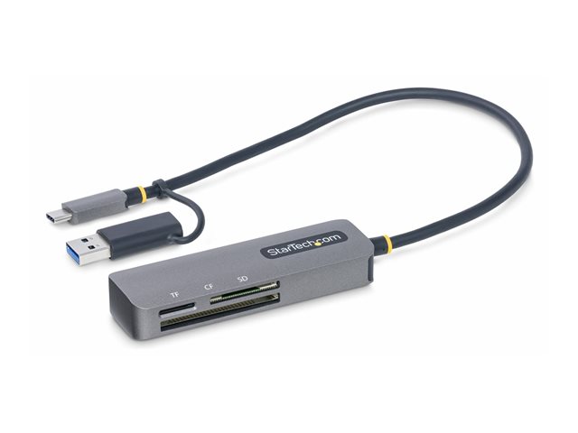 StarTech.com USB 3.0 Multi-Media Memory Card Reader, SD/microSD/CompactFlash Card Reader, Portable USB 5Gbps Card Adapter, External USB-C Card Reader with Attached USB-A Adapter - Works with Any Operating System (FCREADMICRO3V2) - Card reader (CF II, microSDHC, microSDXC, SDHC, SDXC, SD 3.0 UHS-I) - USB 3.0/USB-C