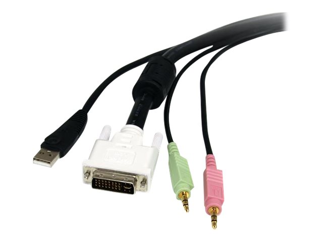 6 ft 4-in-1 USB DVI KVM Cable with Audio and Microphone - DVI KVM Cable - USB KVM Cable - KVM Switch Cable
