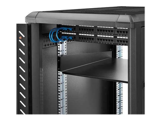 StarTech.com 2U Fixed Server Rack Mount Shelf, 22in Deep Steel Universal Cantilever Tray for 19\" AV/Data/Network Equipment Rack with Cage Nuts & Screws, 50lbs Weight Capacity, 22\" Deep - 2U Network Rack Shelf (CABSHELF22) - Rack shelf - black - 2U - 22\" - for P/N: RK12OD2, RK2433BKM, RK2537BKM, RK3236BKF, RK4236BKB, RK4242BK24, RK4242BK30
