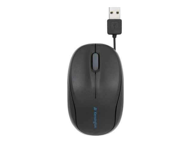 Kensington Pro Fit Retractable Mobile - Mouse - optical - 3 buttons - wired - USB - black