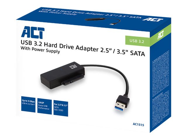 Interface-adapter - 2.5\", 3.5\" - SATA - USB 3.2 (Gen 1) - zwart