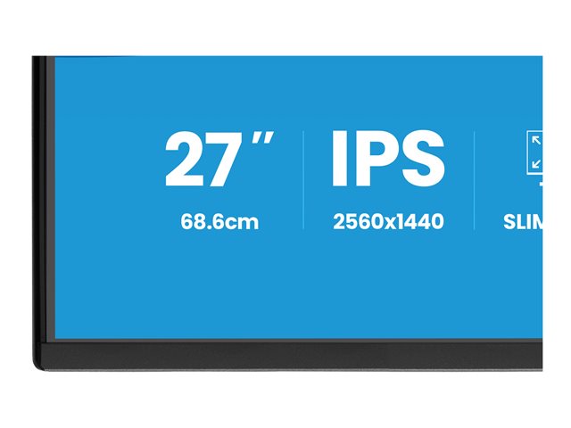 27\"WIDE LCD, 2560 x 1440, 120 Hz IPS panel, LED Bl., Adaptive Sync, USB-Hub(2xOut v3.2), Pivot, Height Adjust.(15cm), 350 cd/m², 1500:1 Static Contrast, 80.000.000:1 ACR, Speakers, DisplayPort, HDMI , 3ms