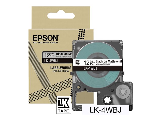 Epson LabelWorks LK-4WBJ - Black on matte white - Roll (1.2 cm x 8 m) 1 cassette(s) hanging box - tape cartridge - for LabelWorks LW-C410, LW-C610