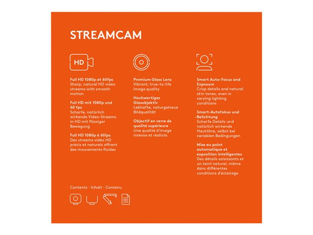 Logitech StreamCam - Live streaming camera - colour - 1920 x 1080 - 1080p - audio - USB-C 3.1 Gen 1 - MJPEG, YUY2