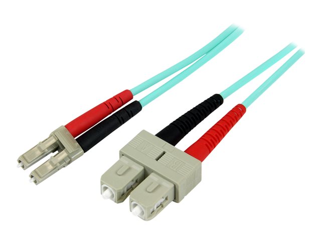 StarTech.com 5m Fiber Optic Cable - 10 Gb Aqua - Multimode Duplex 50/125 - LSZH - LC/SC - OM3 - LC to SC Fiber Patch Cable - Patch cable - LC multi-mode (M) to SC multi-mode (M) - 5 m - fibre optic - duplex - 50 / 125 micron - aqua