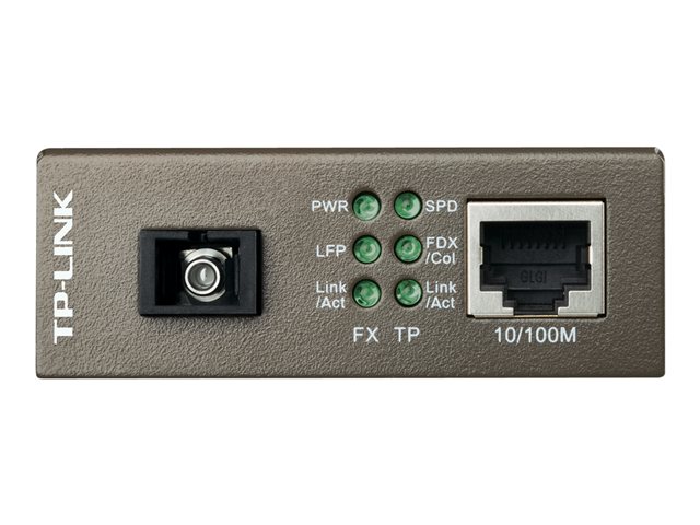 TP-Link MC111CS - Fibre media converter - 100Mb LAN - 10Base-T, 100Base-FX, 100Base-TX - RJ-45 / SC single-mode - up to 20 km - 1550 (TX) / 1310 (RX) nm