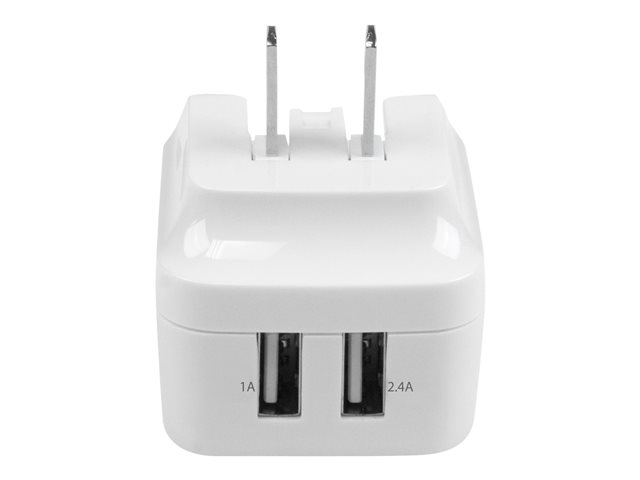StarTech.com Dual Port USB Wall Charger 17W/3.4A - Travel Charger 110V/220V - Power adapter - 17 Watt - 3.4 A - 2 output connectors (USB) - white - for P/N: USBLT1MWS, USBLT2MBR, USBLT2MW, USBLT30CMW, USBLTM1MBK, USBLTM1MWH, VID2VGATV3
