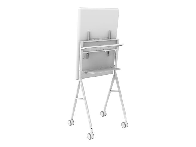 VISION Digital Flipchart Floor Stand - LIFETIME WARRANTY - fits display 50-55\" with VESA sizes up to 350 x 350 and 400 x 400 - laptop shelf - cable management - rotates portrait to landscape - large 100mm / 4\" wheels - SWL 45 kg / 99 lb - fits Microsoft Surface Hub 2 - white to match Samsung Flip