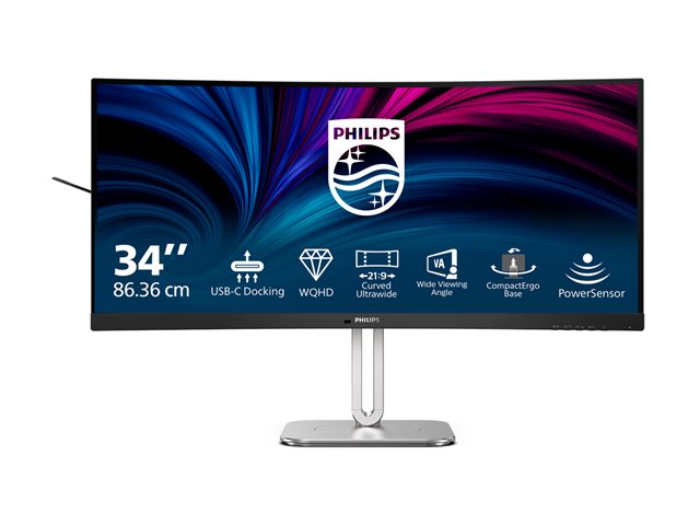 Philips 34B2U5600C - 5000 Series - LED monitor - curved - USB - 34\" - 3440 x 1440 WQHD @ 120 Hz - VA - 300 cd/m² - 4000:1 - 4 ms - 2xHDMI, DisplayPort, USB-C - speakers - charcoal