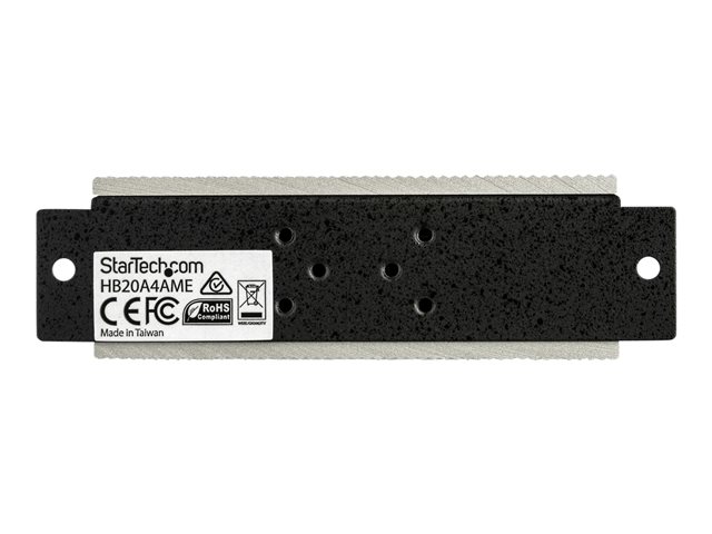 StarTech.com 4 Port USB 2.0 Hub, Metal Industrial USB-A Hub (4x USB-A) with ESD & Surge Protection, Extended Operating Temp -40 to 185°F, Din Rail/Wall/Desk Mountable, USB Expander Hub - Windows/macOS/Linux (HB20A4AME) - Hub - 4 x USB 2.0 - DIN rail mountable - DC power - TAA Compliant - for P/N: ITB20D3250