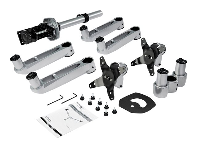 StarTech.com Desk Mount Dual Monitor Arm, Premium Articulating Monitor Arm, up to 27\" VESA Mount Displays, Height Adjustable Monitor Mount, Rotating/Swivel/Tilt, Desk Clamp/Grommet, Silver - Easy & Quick Assembly (ARMDUALPS) - Mounting kit - adjustable arm - for 2 LCD displays - aluminium - silver - screen size: 13\"-27\" - desk-mountable - TAA Compliant