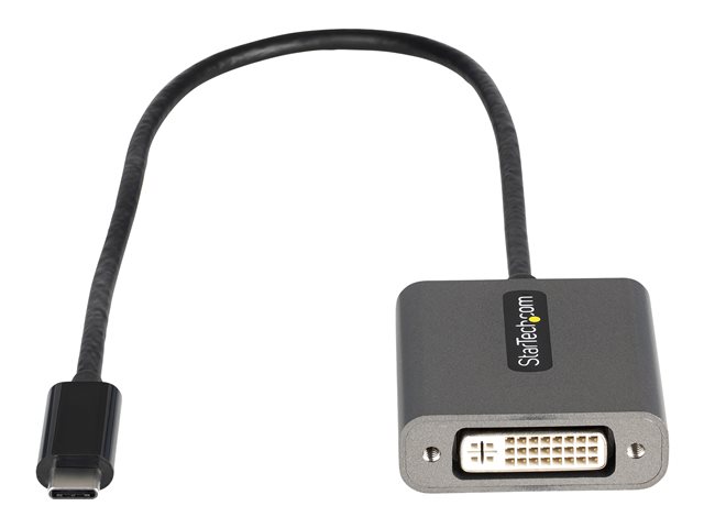 StarTech.com USB C to DVI Adapter, 1920x1200p, USB-C to DVI-D Adapter, USB Type C to DVI Monitor, Video Converter, Thunderbolt 3 Compatible, USB-C to DVI Dongle, 12\" Long Attached Cable - USB C Display Adapter (CDP2DVIEC) - Adapter - single link - 24 pin USB-C (M) to DVI-I (F) - Thunderbolt 3 - 38 cm - 1200p support - black - for P/N: DVIIDMM10, DVIIDMM15, DVIIDMM20, DVIIDMM6, TB4CDOCK