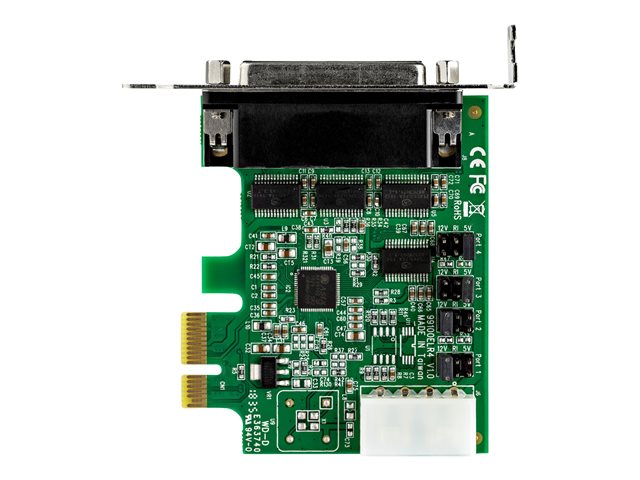 StarTech.com 4-port PCI Express RS232 Serial Adapter Card, PCIe RS232 Serial Host Controller Card, PCIe to Serial DB9, 16950 UART, Low Profile Desktop Expansion Card, Windows, macOS, Linux - Full/Low-Profile (PEX4S953LP) - Serial adapter - PCIe low profile - RS-232 x 4