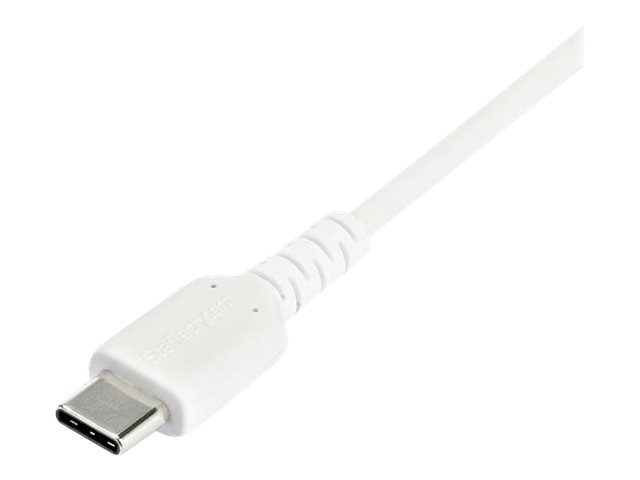 StarTech.com 2m USB A to USB C Charging Cable, Durable Fast Charge & Sync USB 2.0 to USB Type C Data Cord, Rugged TPE Jacket Aramid Fiber M/M 3A White, Samsung S10, S20, iPad Pro, Pixel - Heavy Duty and Rugged - USB cable - USB (M) straight to 24 pin USB-C (M) straight - Thunderbolt 3 / USB 2.0 - 2 m - white