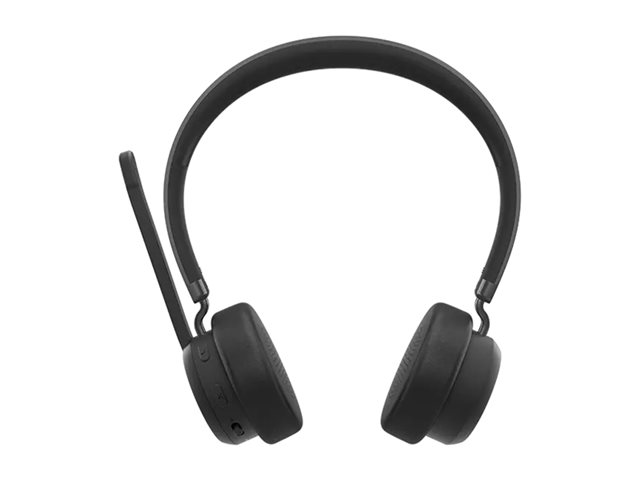 Lenovo - Headphones with mic - on-ear - wireless - black