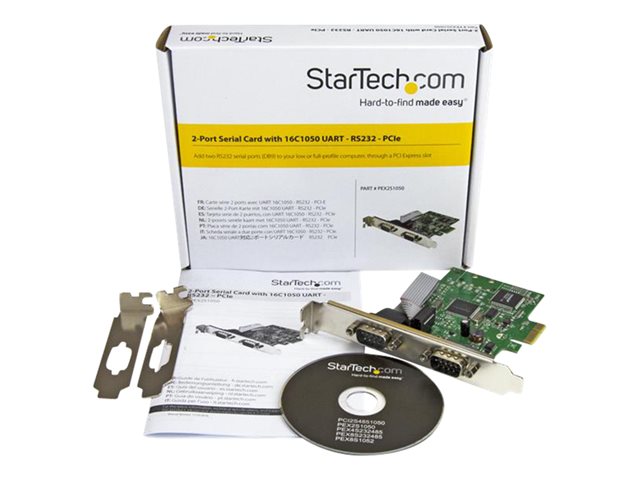 StarTech.com 2-Port PCI Express Serial Card with 16C1050 UART - RS232 Low Profile Serial Card - PCI Serial Card (PEX2S1050) - Serial adapter - PCIe low profile - RS-232 x 2