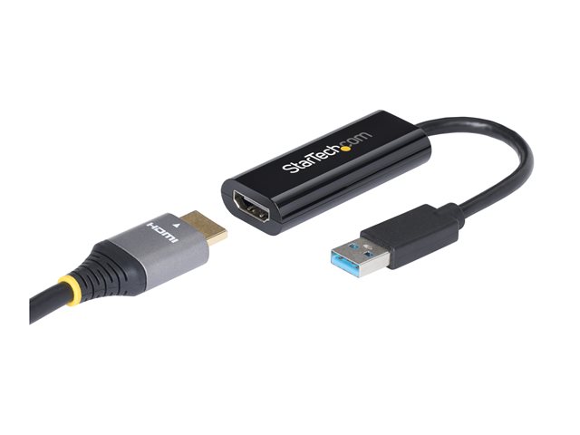StarTech.com USB 3.0 to HDMI Adapter, 1080p (1920x1200), Slim/Compact USB to HDMI Display Adapter Converter for Monitor, USB Type-A External Video & Graphics Card, Black, Windows Only - USB to HDMI Adapter (USB32HDES) - Adapter cable - TAA Compliant - USB Type A male to HDMI female - 19 cm - black - 1080p support - for P/N: HDDVIMM3, HDMM12, HDMM15, HDMM1MP, HDMM2MP, HDMM3, HDMM3MP, HDMM50A, HDMM6, HDPMM50