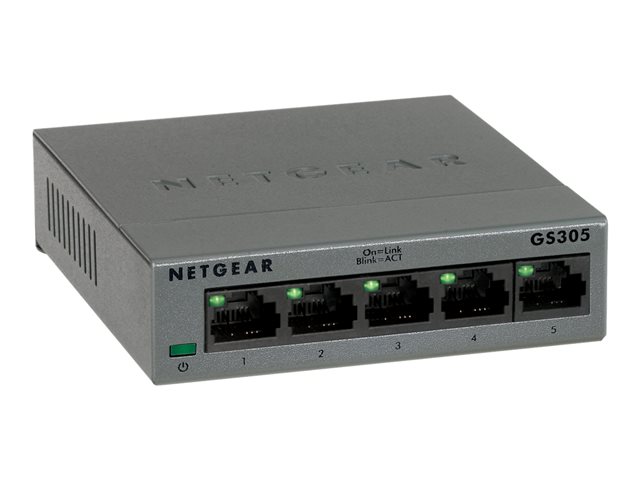 NETGEAR GS305 - Switch - unmanaged - 5 x 10/100/1000 - desktop, wall-mountable