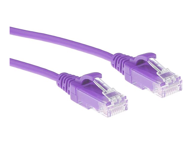 ACT Paarse 0 5 meter LSZH U/UTP CAT6 datacenter slimline patchkabel snagless met RJ45 connectoren