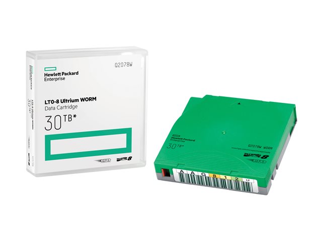 HPE Ultrium WORM Data Cartridge - 20 x LTO Ultrium WORM 8 - 12 TB / 30 TB - write-on labels - green - for StoreEver LTO-8 Ultrium 30750, LTO-8 Ultrium 30750 TAA