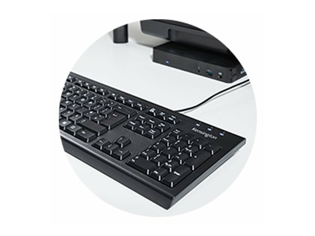 Kensington KB100 EQ - Keyboard - full size - USB - AZERTY - Belgium - black