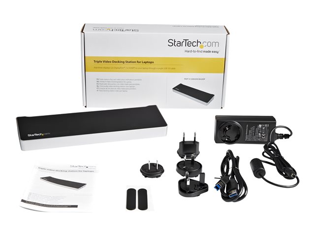 StarTech.com Triple Monitor USB 3.0 Laptop Docking Station - 4K HDMI, 2x DisplayPort - Universal USB Dock for Windows & Mac OS (10.14 & Above) (USB3DOCKH2DP) - Docking station - USB - 1GbE - for P/N: ARMBARTRIO2, ARMTRIO, LTLOCK