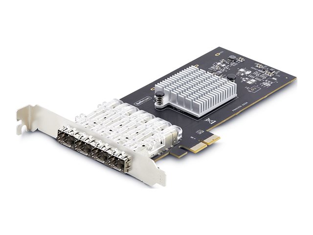 StarTech.com 4-Port GbE SFP Network Card, PCIe 2.0 x2, Intel I350-AM4 4x 1GbE Controller, 1000BASE Copper/Fiber Optic, Quad-Port Gigabit Ethernet NIC, Desktop/Server Backplanes - Windows and Linux Compatible (P041GI-NETWORK-CARD) - Network adapter - PCIe 2.0 x2 - Gigabit SFP x 4 - black