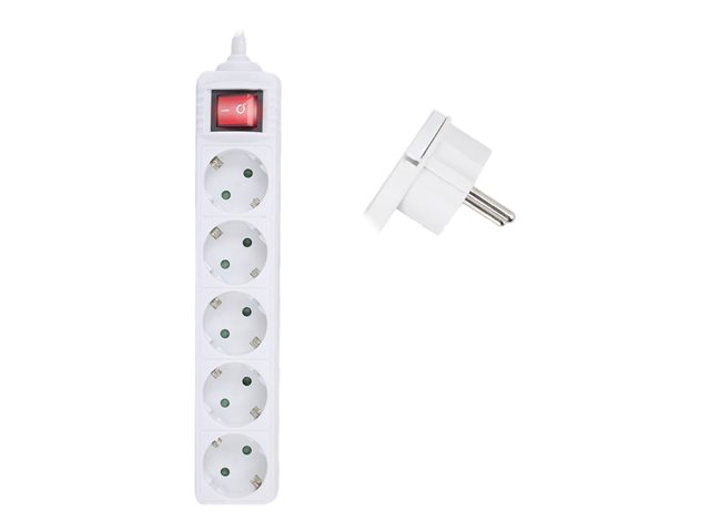 ACT - Stroomstrip - 230 Volt wisselstroom V - input: power CEE 7/7 - uitgangen: 5 (5 x voeding type F) - 1.5 m kabel - wit