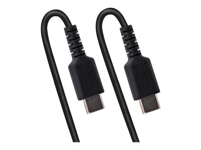 StarTech.com 20in (50cm) USB C Charging Cable, Coiled Heavy Duty Fast Charge & Sync USB-C Cable, High Quality USB 2.0 Type-C Cable, Rugged Aramid Fiber, TPE, 3A, S20, iPad, Pixel - Durable Male to Male USB, Black - USB cable - 24 pin USB-C (M) to 24 pin USB-C (M) - USB 2.0 - 3 A - 50 cm - coiled - black