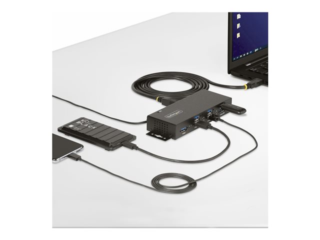 StarTech.com 7-Port Managed USB Hub with 7x USB-A, Heavy Duty with Metal Industrial Housing, ESD & Surge Protection, Wall/Desk/Din-Rail Mountable, USB 3.0/3.1/3.2 Gen 1 5Gbps - Hub - 6 x USB 3.2 Gen 2 + 1 x USB 3.2 Gen 1 - wall-mountable, desktop, DIN rail mountable - TAA Compliant
