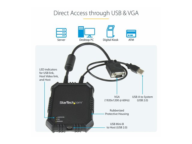 StarTech.com USB Crash Cart Adapter with File Transfer and Video Capture - Laptop to Server KVM Console - Portable & Rugged (NOTECONS02X) - KVM switch - 1 x KVM port(s) - 1 local user - desktop