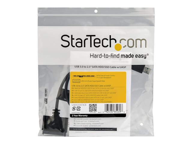 StarTech.com SATA to USB Cable - USB 3.0 to 2.5\" SATA III Hard Drive Adapter - External Converter for SSD/HDD Data Transfer (USB3S2SAT3CB) - Storage controller - 2.5\" - SATA 6Gb/s - USB 3.0