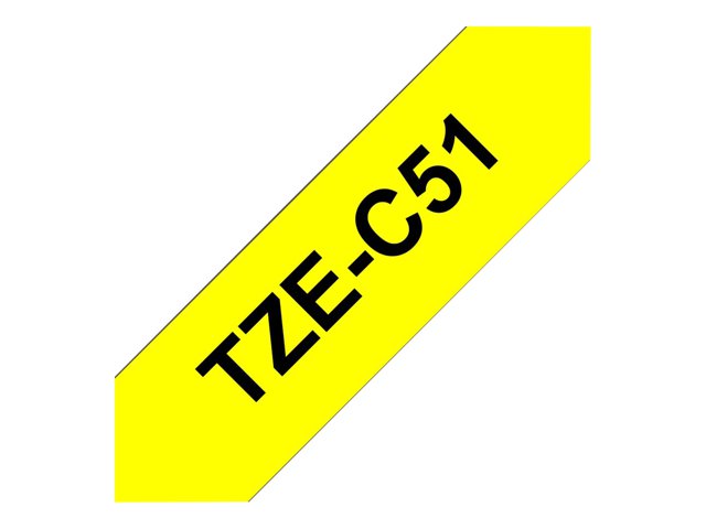 Brother TZe-C51 - Black on yellow - Roll (2.4 cm x 5 m) 1 cassette(s) fluorescent tape - for Brother PT-D600, P-Touch PT-3600, D800, E550, P750, P900, P950, P-Touch Cube Plus PT-P710