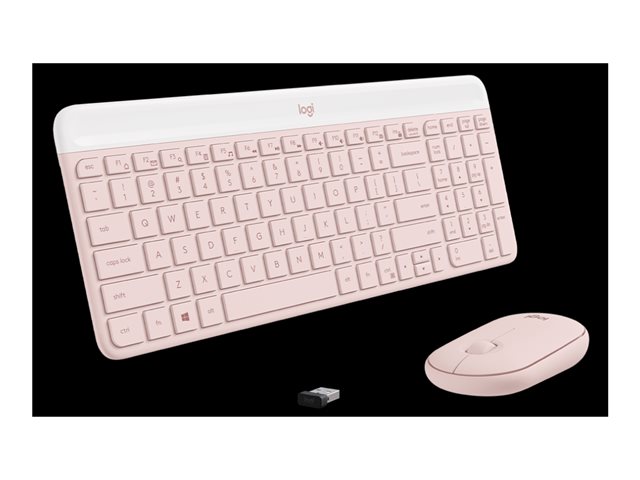 Logitech Slim Wireless Combo MK470 - Keyboard and mouse set - wireless - 2.4 GHz - AZERTY - French - rose