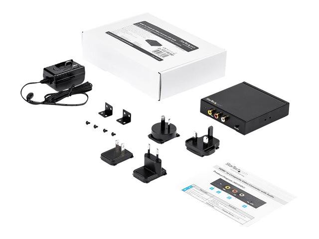 StarTech.com HDMI to RCA Converter Box with Audio - Composite Video Adapter - NTSC/PAL - 1080p (HD2VID2) - Video converter - HDMI - composite video - black