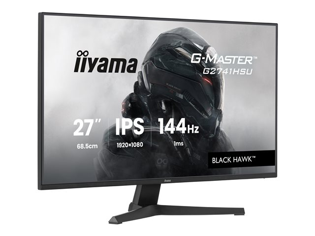 27\"WIDE LCD, G-Master Black Hawk, 1920 x 1080, 144 Hz IPS panel, LED Bl., Freesync,  USB-Hub(2xOut v2.0),  350 cd/m², 1500:1 Static Contrast, 80.000.000:1 ACR, Speakers, DisplayPort, HDMI, 1ms(MPRT), Black Tuner