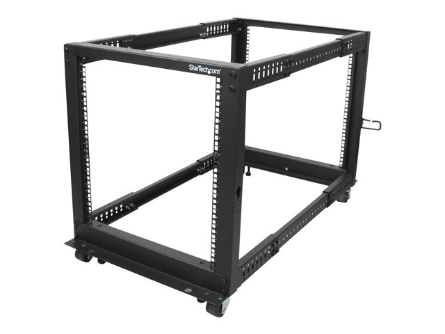 StarTech.com 12U 19\" Open Frame Server Rack, 4 Post Adjustable Depth 23-41\" Mobile, Free Standing Rolling Network/Computer Equipment Data Rack, Dell PowerEdge, HP ProLiant ThinkServer - Adjustable Server Rack (4POSTRACK12U) - Rack open frame - black - 12U - for P/N: CABSCREWM5B, CABSCREWSM5, CABSCREWSM5B, CABSCREWSM62, CABSCREWSM6B, CABSCRWS1224