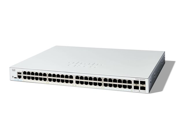Cisco Catalyst 1200-48T-4X - Switch - L3 - smart - 48 x 10/100/1000Base-T + 4 x 10 Gigabit SFP+ - rack-mountable