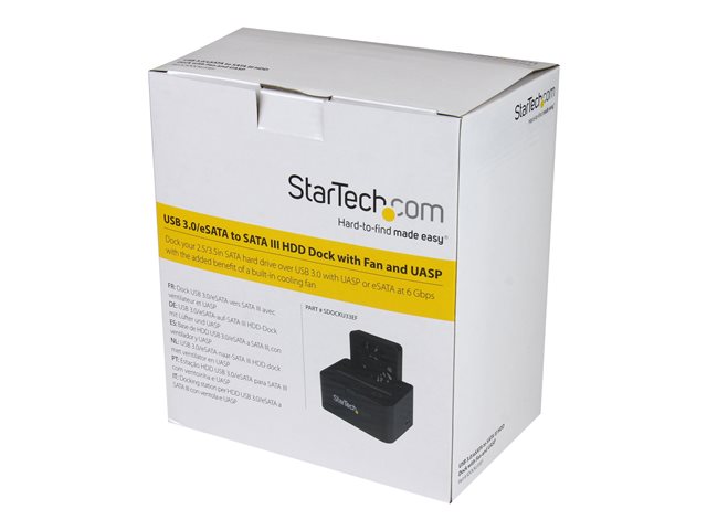 StarTech.com Hot-Swap Hard Drive Docking Station for 2.5\"/3.5\" SATA III Hard Drives - External eSATA/USB 3.0 Hard Drive Dock w/ UASP (SDOCKU33EF) - Storage controller - 2.5\", 3.5\" - SATA 6Gb/s - eSATA 6Gb/s, USB 3.0 - black - for P/N: SVA12M2NEUA, SVA12M5NA