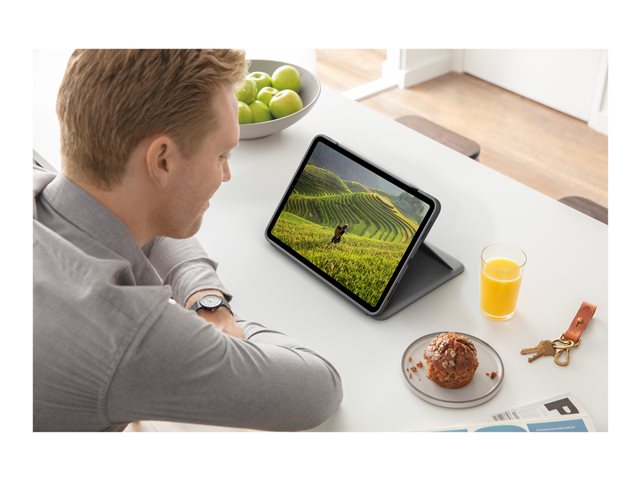 Logitech Folio Touch - Keyboard and folio case - with trackpad - backlit - Apple Smart connector - AZERTY - French - oxford grey - for Apple 10.9-inch iPad Air (4th generation, 5th generation)
