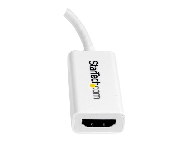 StarTech.com Mini DisplayPort to HDMI 4K Audio / Video Converter - mDP 1.2 to HDMI Active Adapter for MacBook Pro/Air - 4K @ 30Hz - White (MDP2HD4KSW) - Adapter - Mini DisplayPort male to HDMI female - 15 cm - white - active, 4K30Hz (3840 x 2160) support