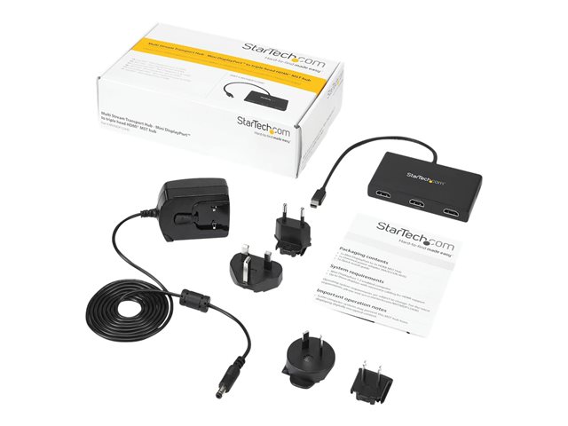 StarTech.com 3 Port Mini DisplayPort MST Hub - 4K 30Hz - Mini DP to HDMI Video Splitter for Multiple Monitors - mDP to HDMI (MSTMDP123HD) - Video/audio splitter - 3 x HDMI - desktop - AC 100/240 V