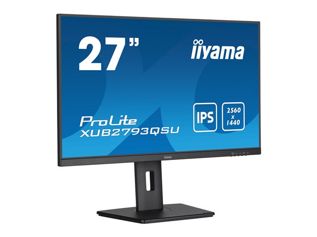 iiyama ProLite XUB2793QSU-B7 - LED monitor - 27\" - 2560 x 1440 QHD @ 100 Hz - IPS - 300 cd/m² - 1300:1 - 1 ms - HDMI, DisplayPort - speakers - black, matte