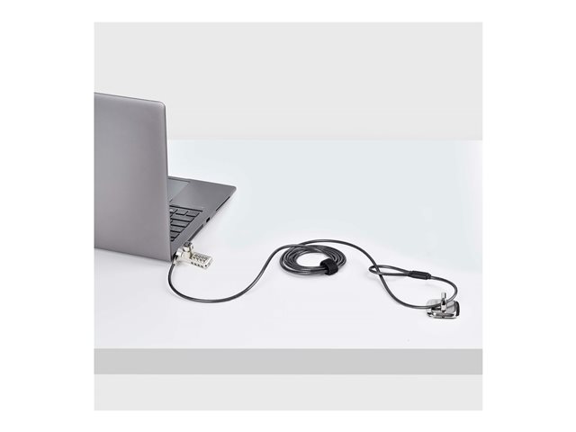 StarTech.com 10-Pack Dual-Access Laptop Lock, 6.5ft (2m) Keyed Alike and Combination Security Cable Lock for K-Slot Devices, Computer Anti-Theft Steel Cable - Security cable lock - black & silver - 2 m (pack of 10)