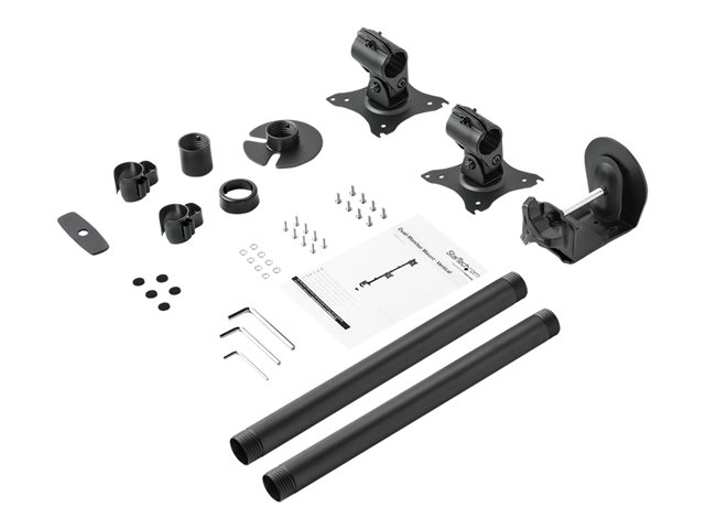 StarTech.com Vertical Desk Mount Dual Monitor Arm - For Monitors 13\" to 27\" - Adjustable - Desk Clamp / Grommet-Hole Mount - Dual VESA Monitors - Black (ARMDUALV) - Mounting kit - for 2 monitors - heavy duty steel - black - screen size: 13\"-27\" - des